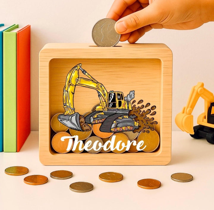 PERSNOLISED EXCAVATOR MONEY BOX