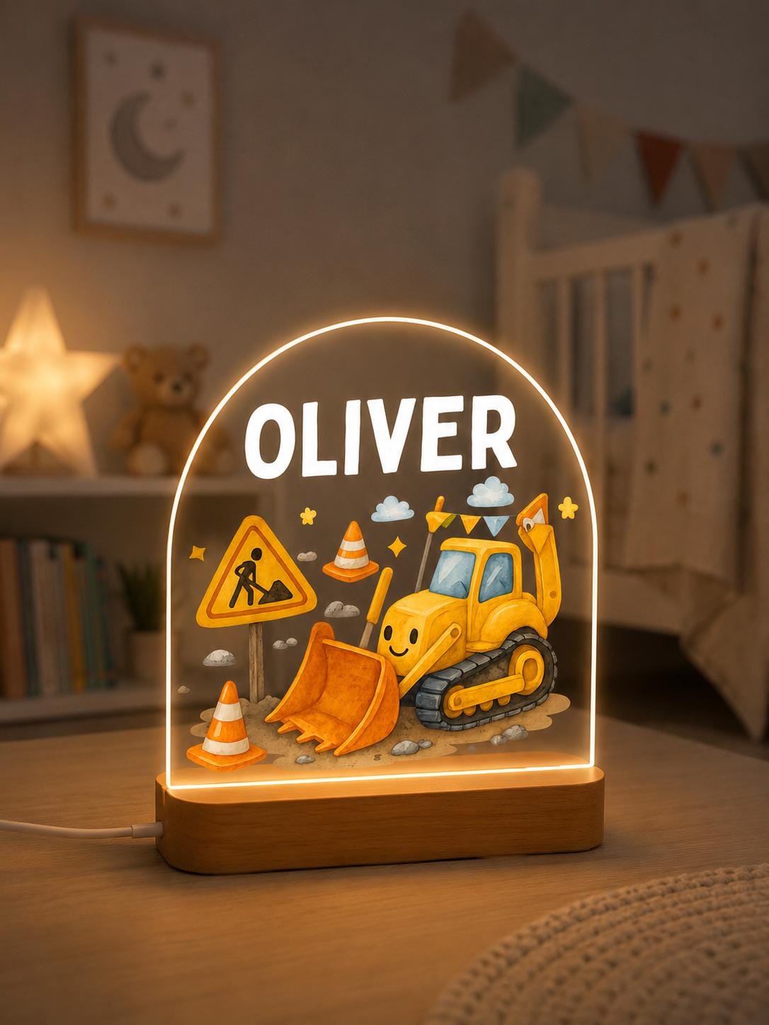 Personalised Excavator Night Light
