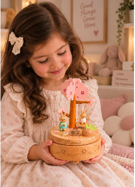 Personalised Musical Wooden Bunny Swing Carousel