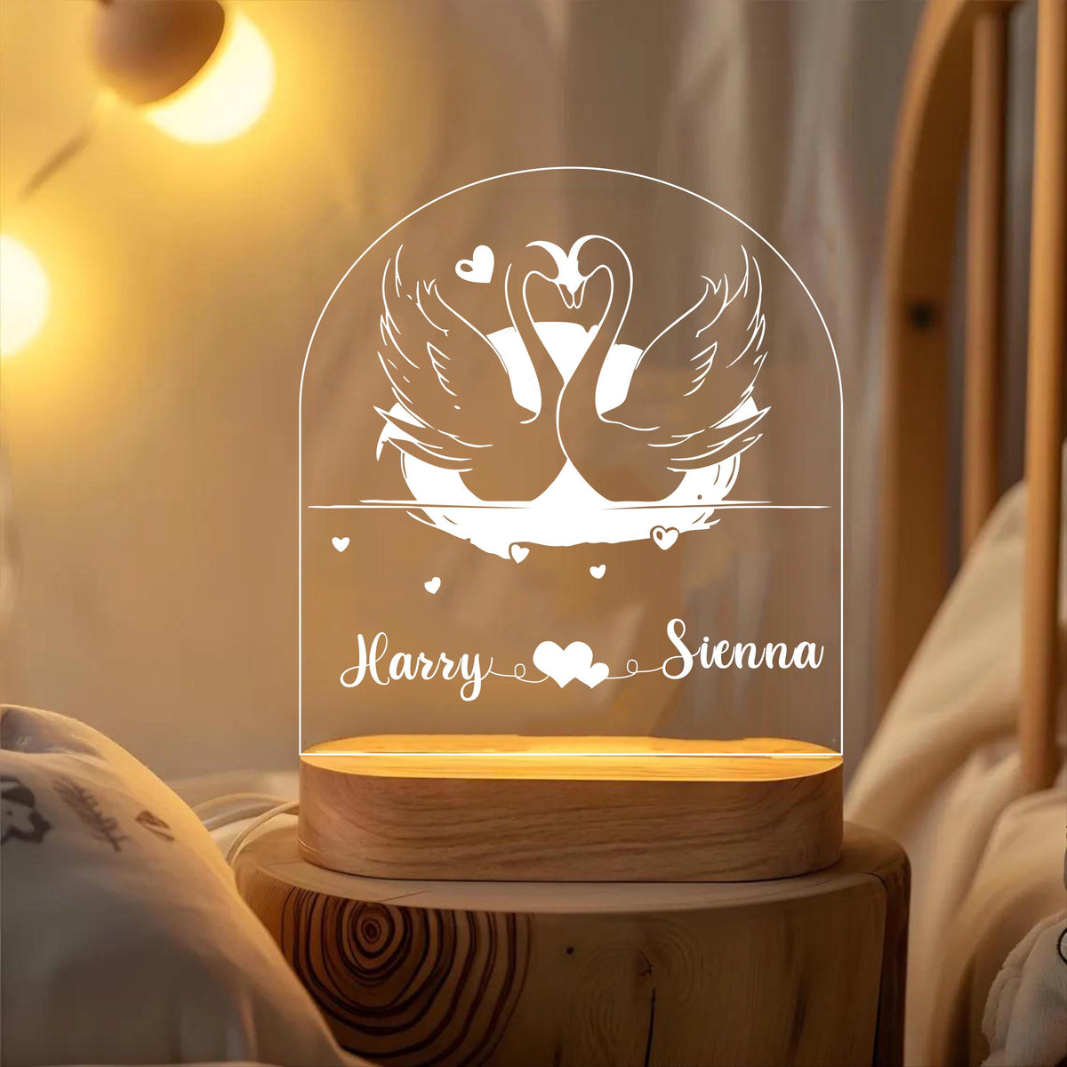 Personalized Swan Couple Night Light
