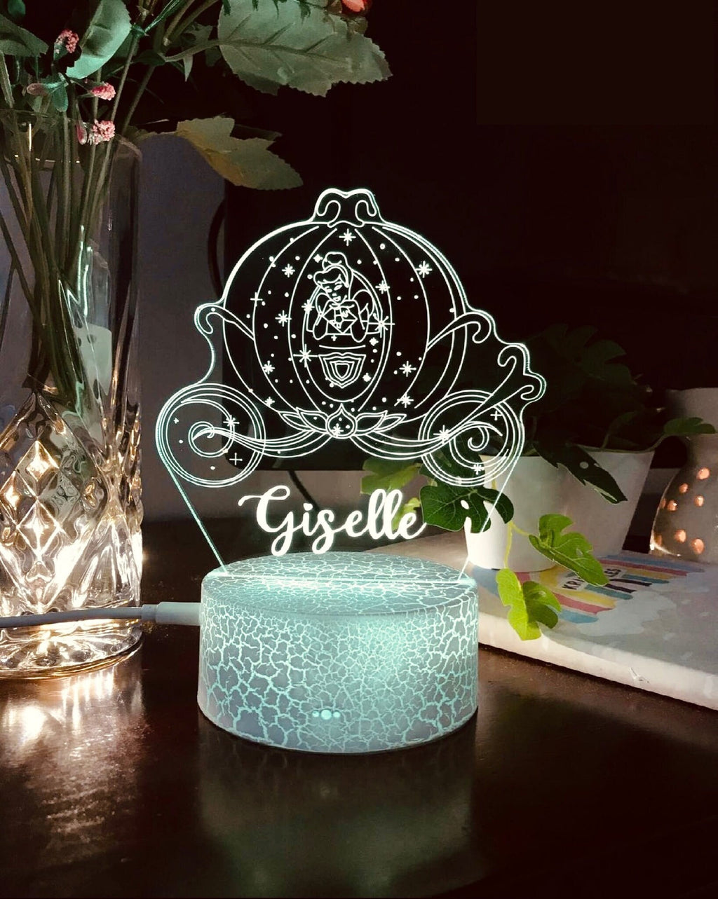 Personalised CINDRELLA PUMPKIN Carriage Night Light