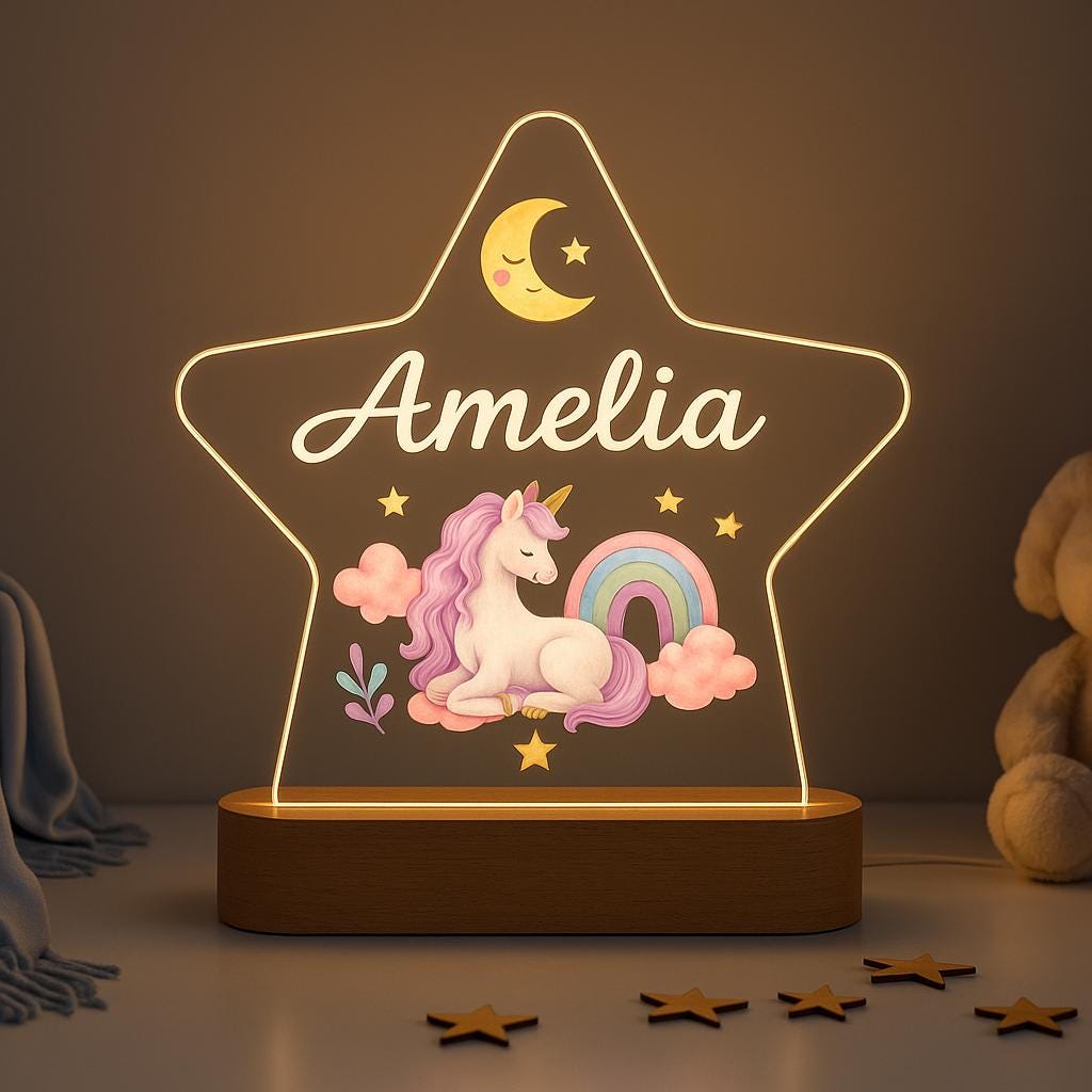 Personalized Unicorn Rainbow LED Nursery Light