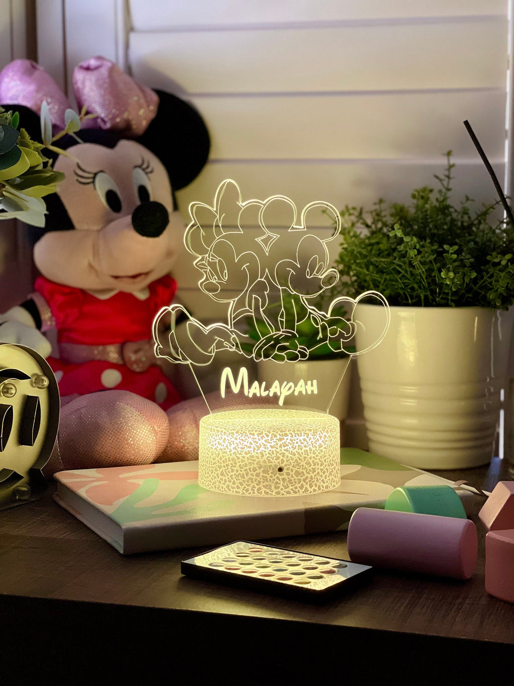 Personalized Mickey and Minnie Mouse Night Light