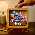Personalized Lilo & Stitch Wooden Money Box – Engraved Oak Piggy Bank
