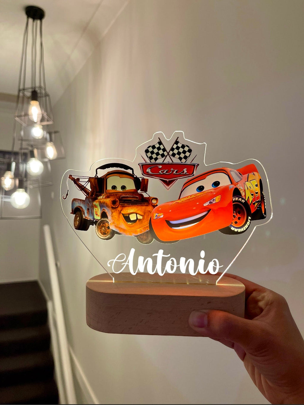 Personalized Lightning Cars McQueen and Mater Night Light