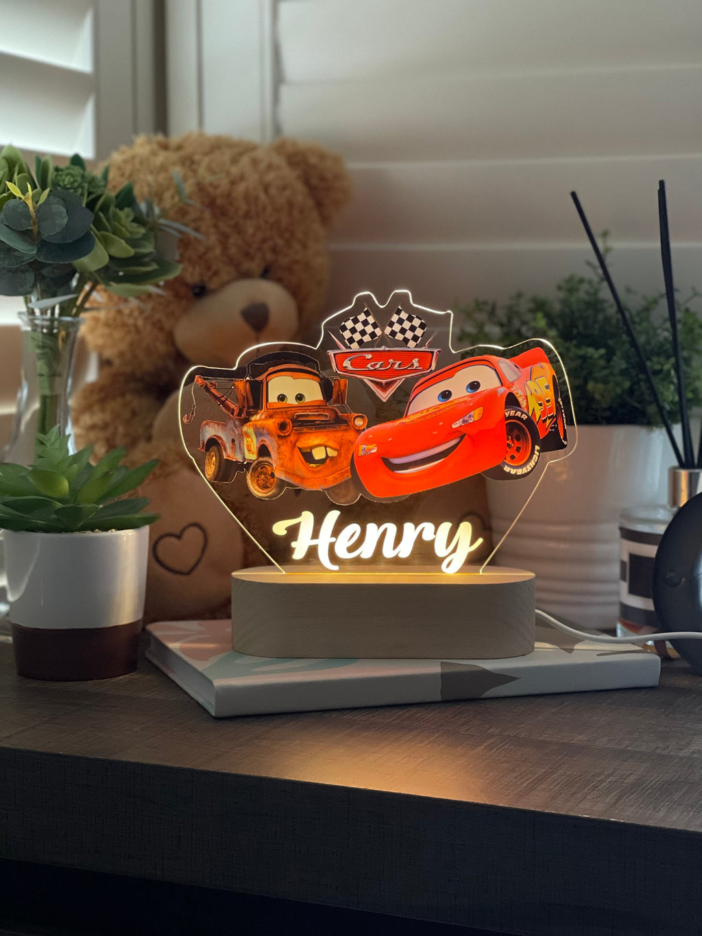 Personalized Lightning Cars McQueen and Mater Night Light