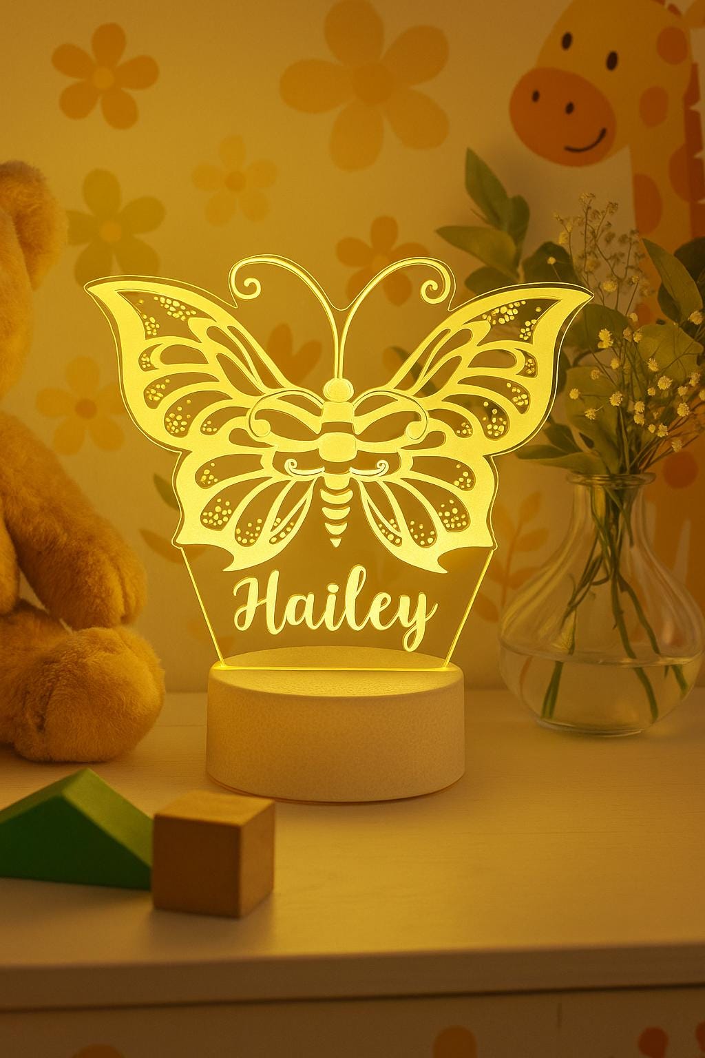 Personalized Butterfly Night Light: Multi-Colored LED Nursery Decor