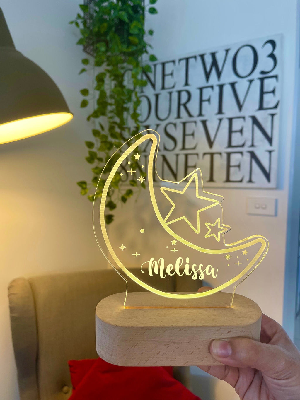Personalized Moon and Star Night Light