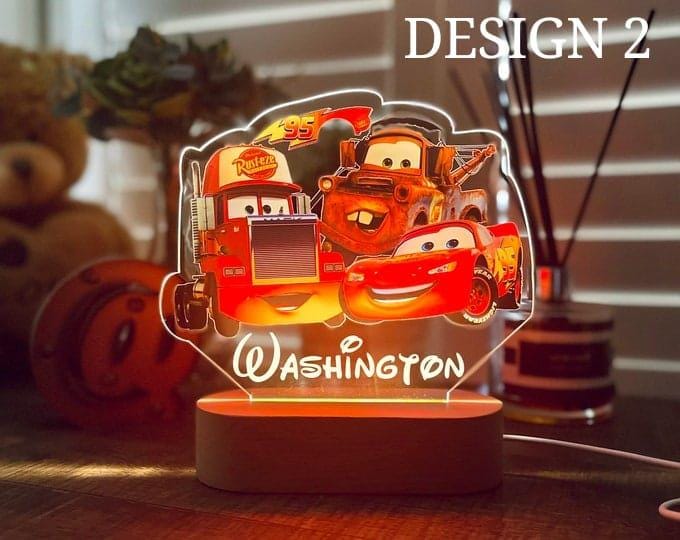 Personalized Lightning Cars McQueen and Mater Night Light