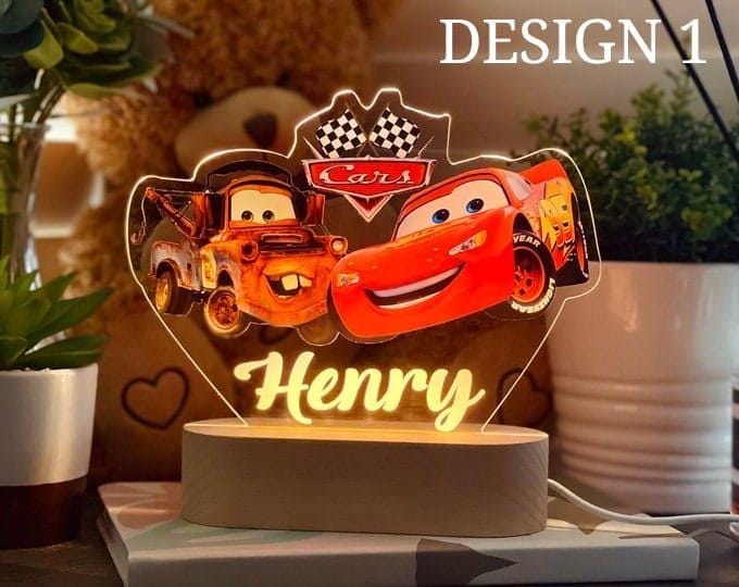 Personalized Lightning Cars McQueen and Mater Night Light