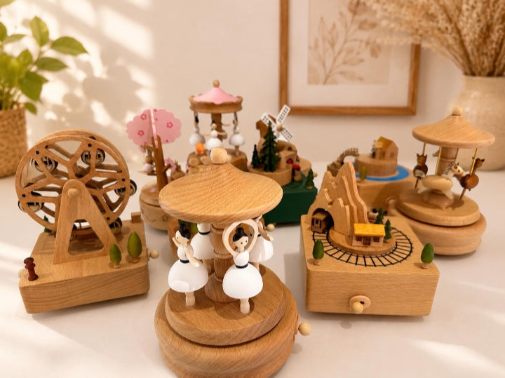 Personalised Musical Wooden Bunny Seesaw Carousel