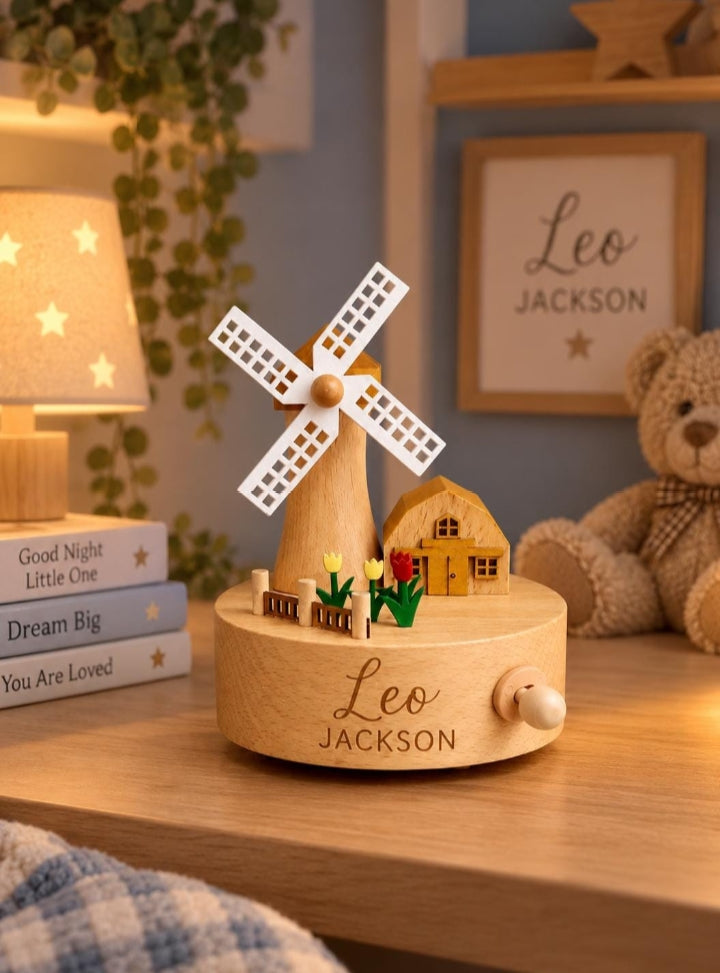 Personalised Musical Wooden Windmill Carousel