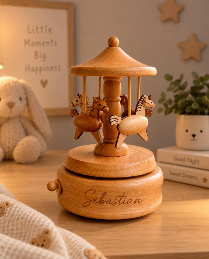 Personalised Musical Wooden Horse Carousel