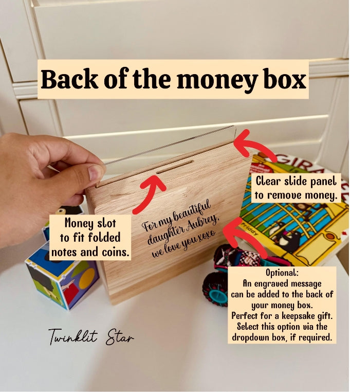 Personalized Superhero Oak Money Box