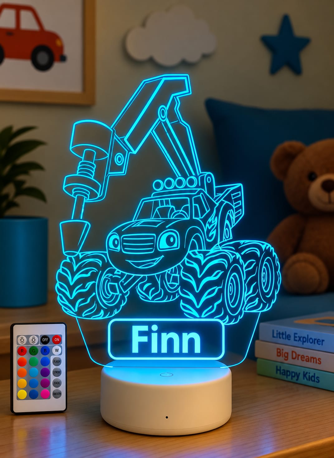 PERSONALIZED MONSTER TRUCK LED NIGHT LIGHT
