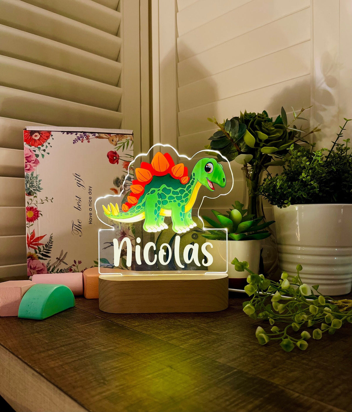 Personalized Dinosaur Night Light
