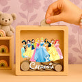 Personalized Princess Money Box – Engraved Oak Piggy Bank, Kids Gift