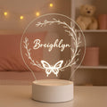 Personalized Butterfly Night Light: Flower Wreath LED Lamp