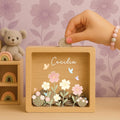 Personalized Oak Money Box: Engraved Baby Keepsake, Nursery Decor