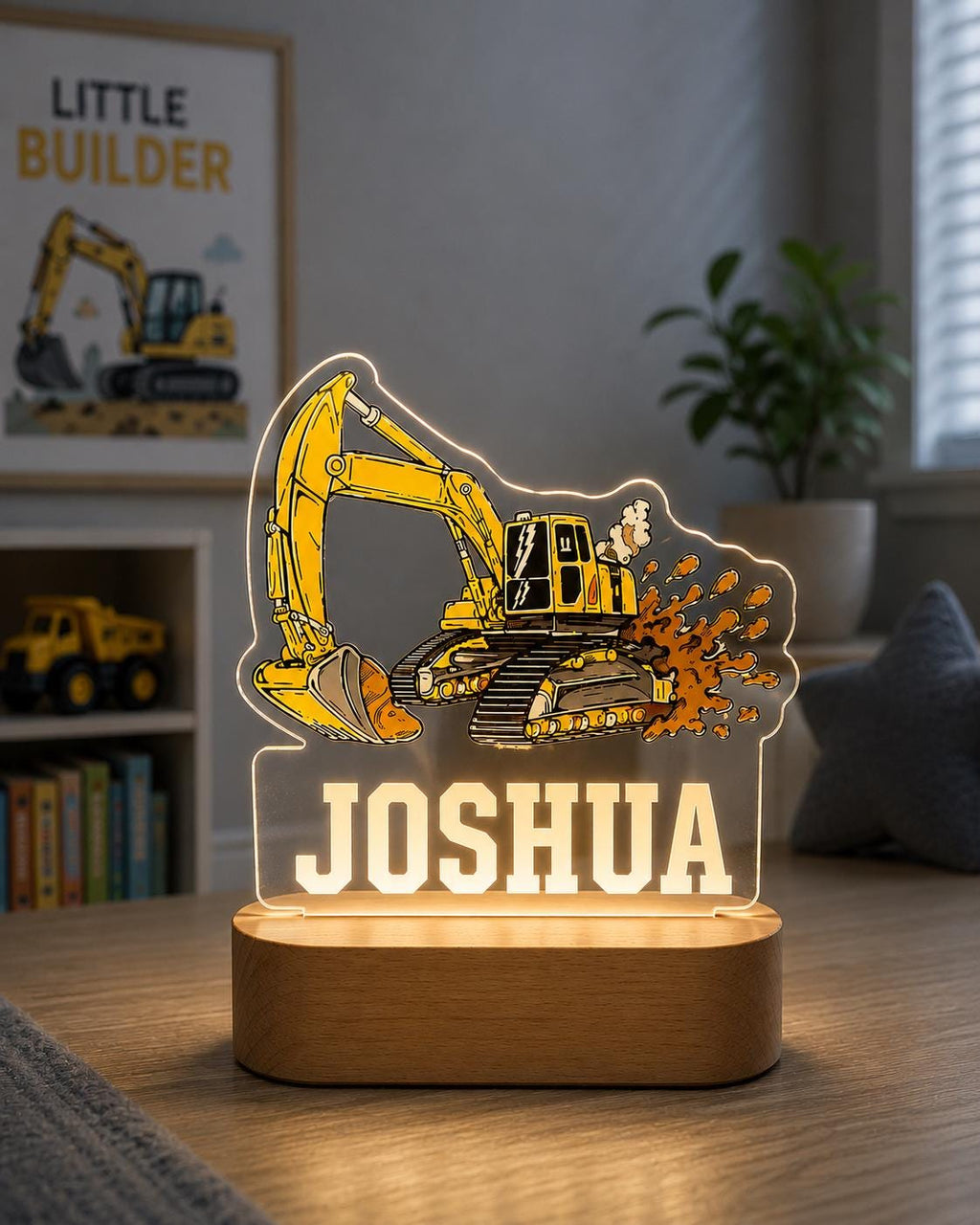 Personalised Excavator Night Light