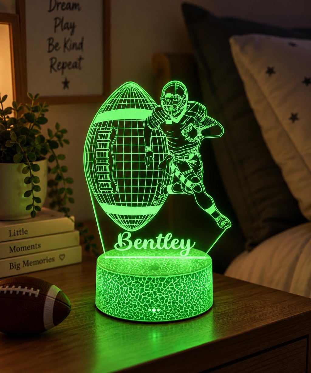 Personalized Rugby Night Light: Football Fan Gift, Custom Rugby Ball, Sportman Room Decor, Perfect Birthday or Christmas Present