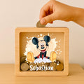 Personalized Mickey Mouse Piggy Bank – Engraved Oak Money Box