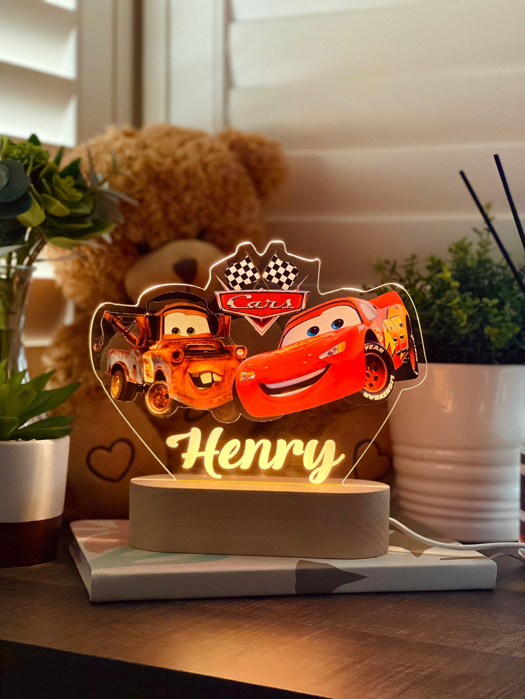 Personalized Lightning Cars McQueen and Mater Night Light