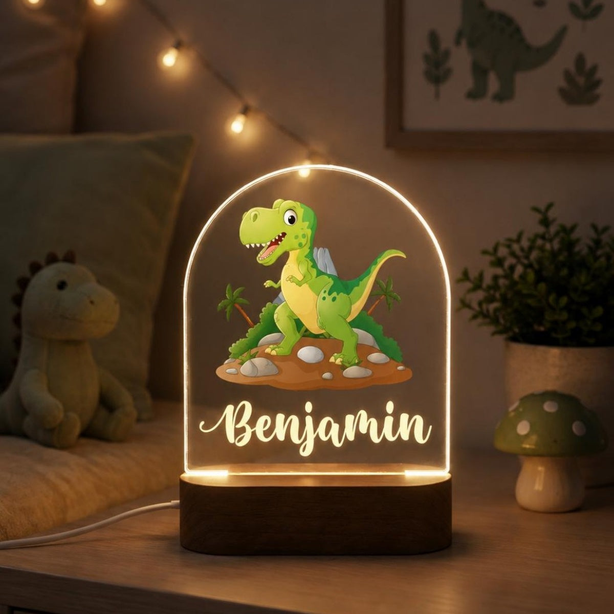 Personalised Gifts Night Light for Kids - Printed Elephant Pink